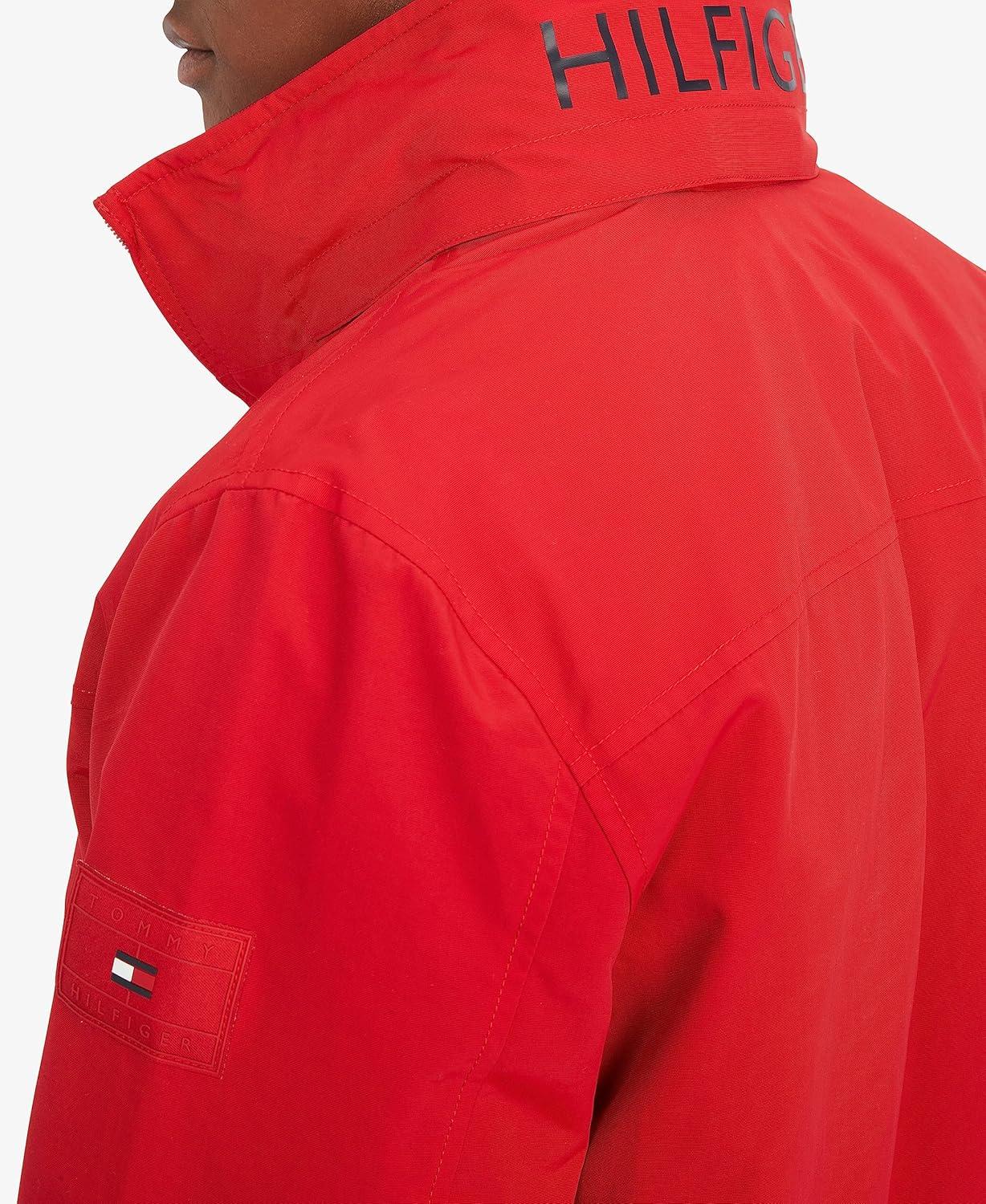 imageTommy Hilfiger Mens Lightweight Waterproof Regatta Bomber JacketSustainable Primary Red