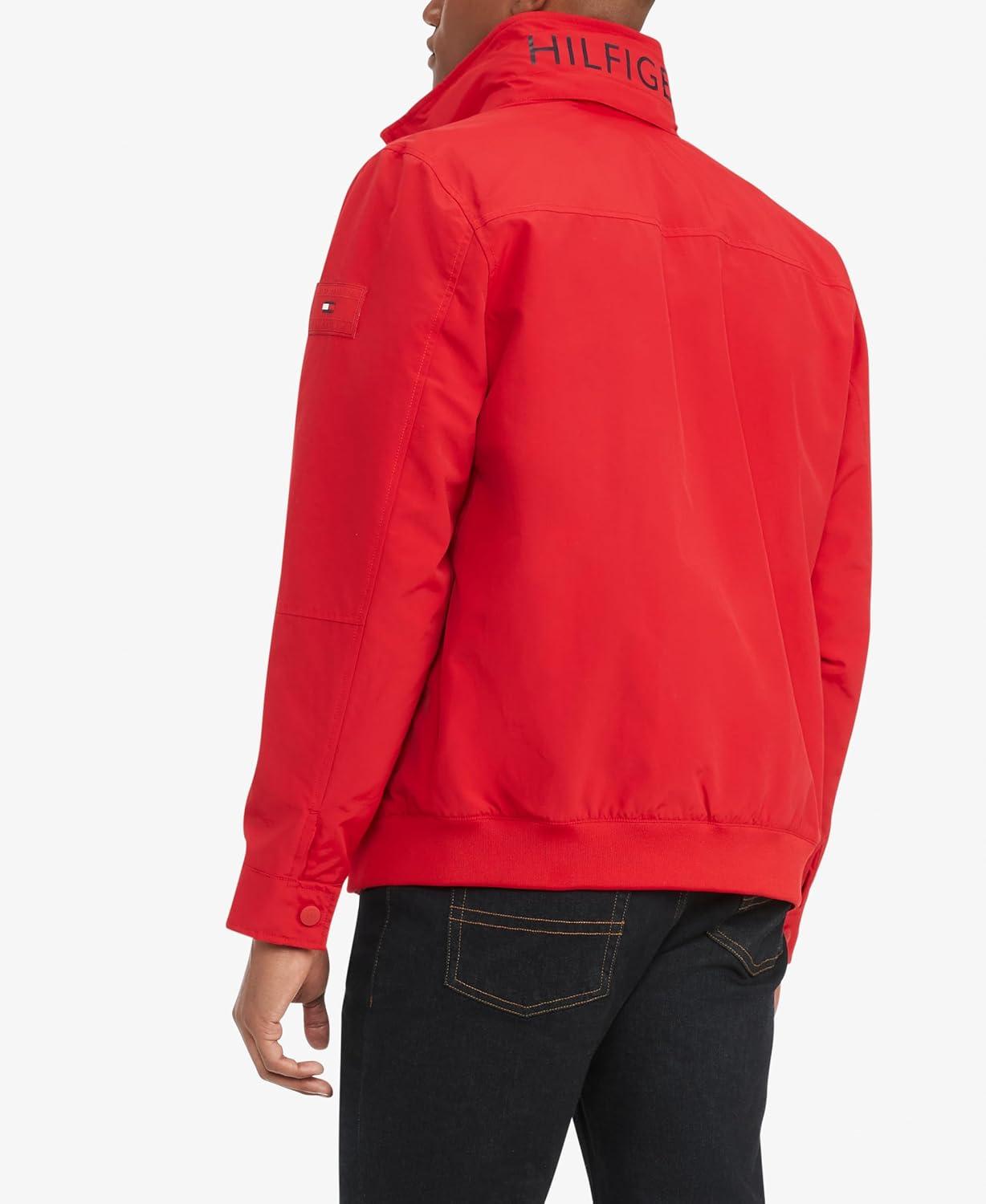 imageTommy Hilfiger Mens Lightweight Waterproof Regatta Bomber JacketSustainable Primary Red