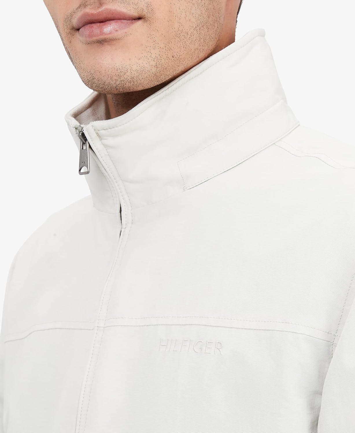 imageTommy Hilfiger Mens Lightweight Waterproof Regatta Bomber JacketSustainable Silver Birch