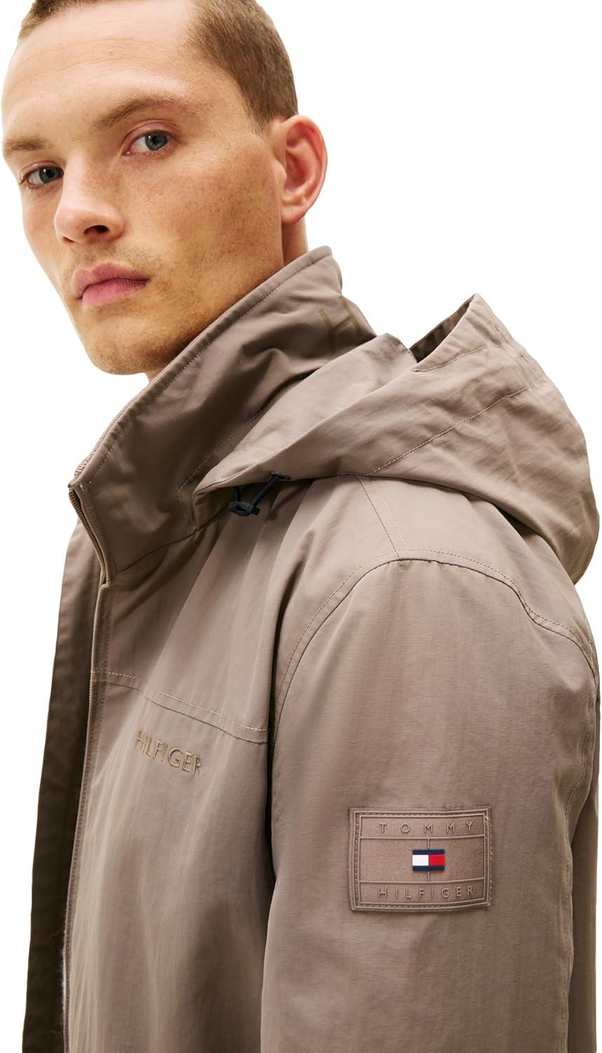 imageTommy Hilfiger Mens Lightweight Waterproof Regatta Bomber JacketTaupe Stone