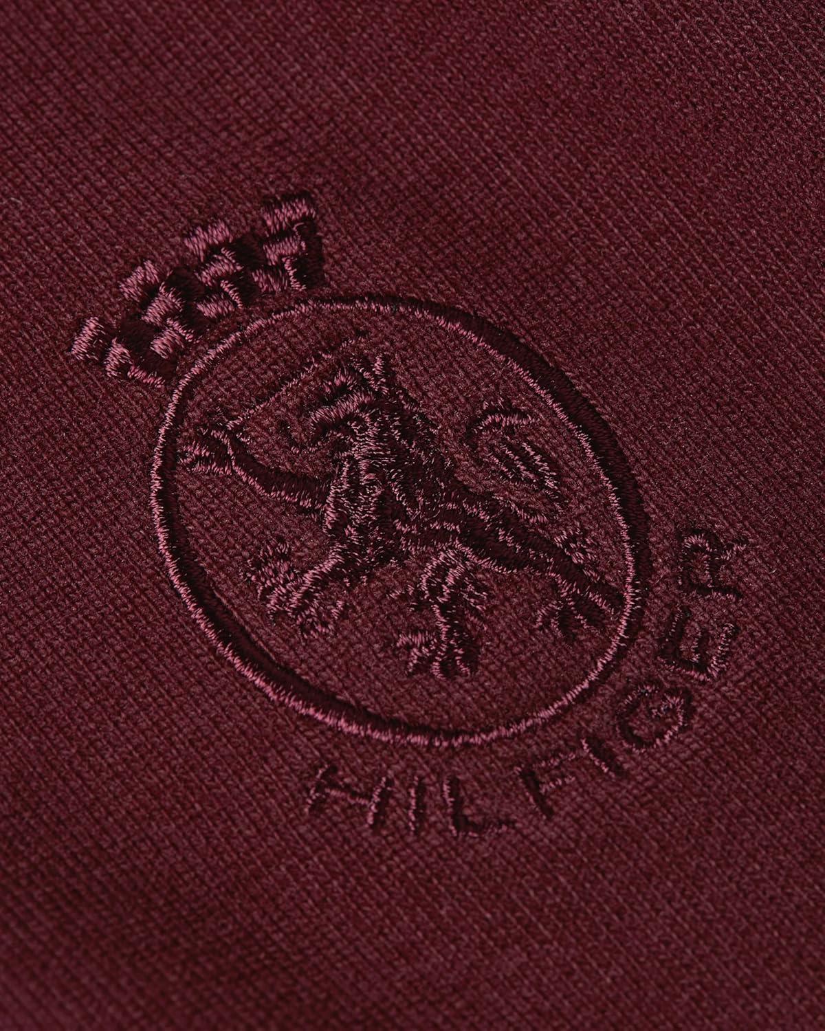 imageTommy Hilfiger Mens Medium Weight Rugby Pullover with Embroidered Crest LogoDeep Burgundy