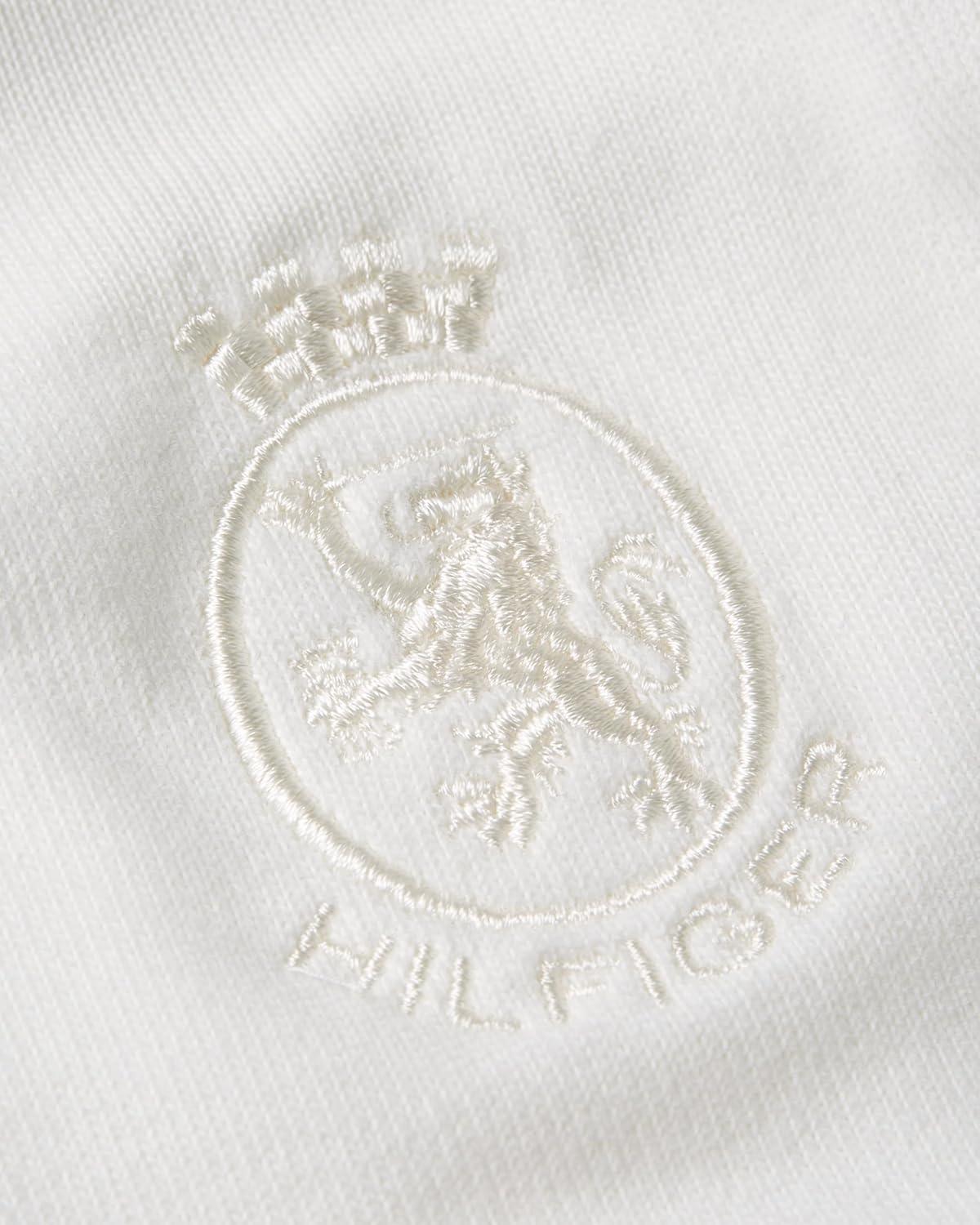 imageTommy Hilfiger Mens Medium Weight Rugby Pullover with Embroidered Crest LogoEcru