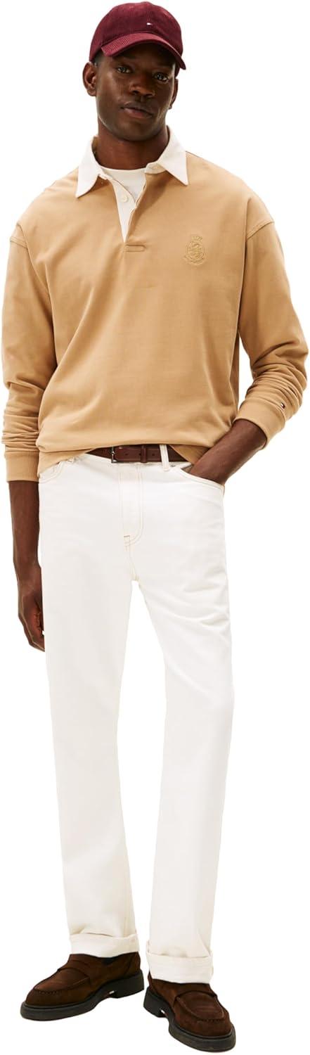 imageTommy Hilfiger Mens Medium Weight Rugby Pullover with Embroidered Crest LogoTimeless Camel