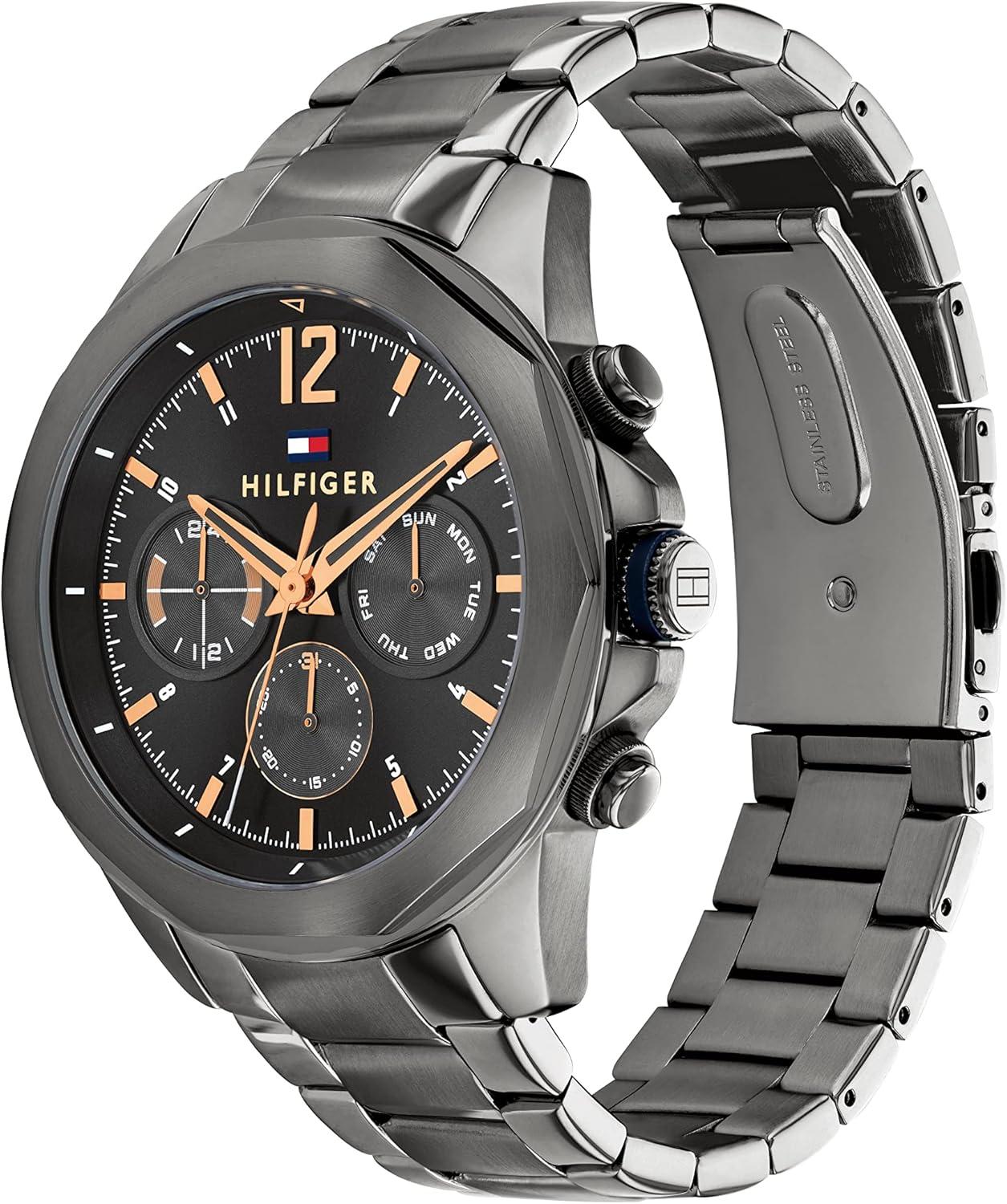 imageTommy Hilfiger Mens Multifunction Quartz Watch Stainless Steel Case 5 ATM Water Resistant Urban Style Timepiece Gift for HimGrey