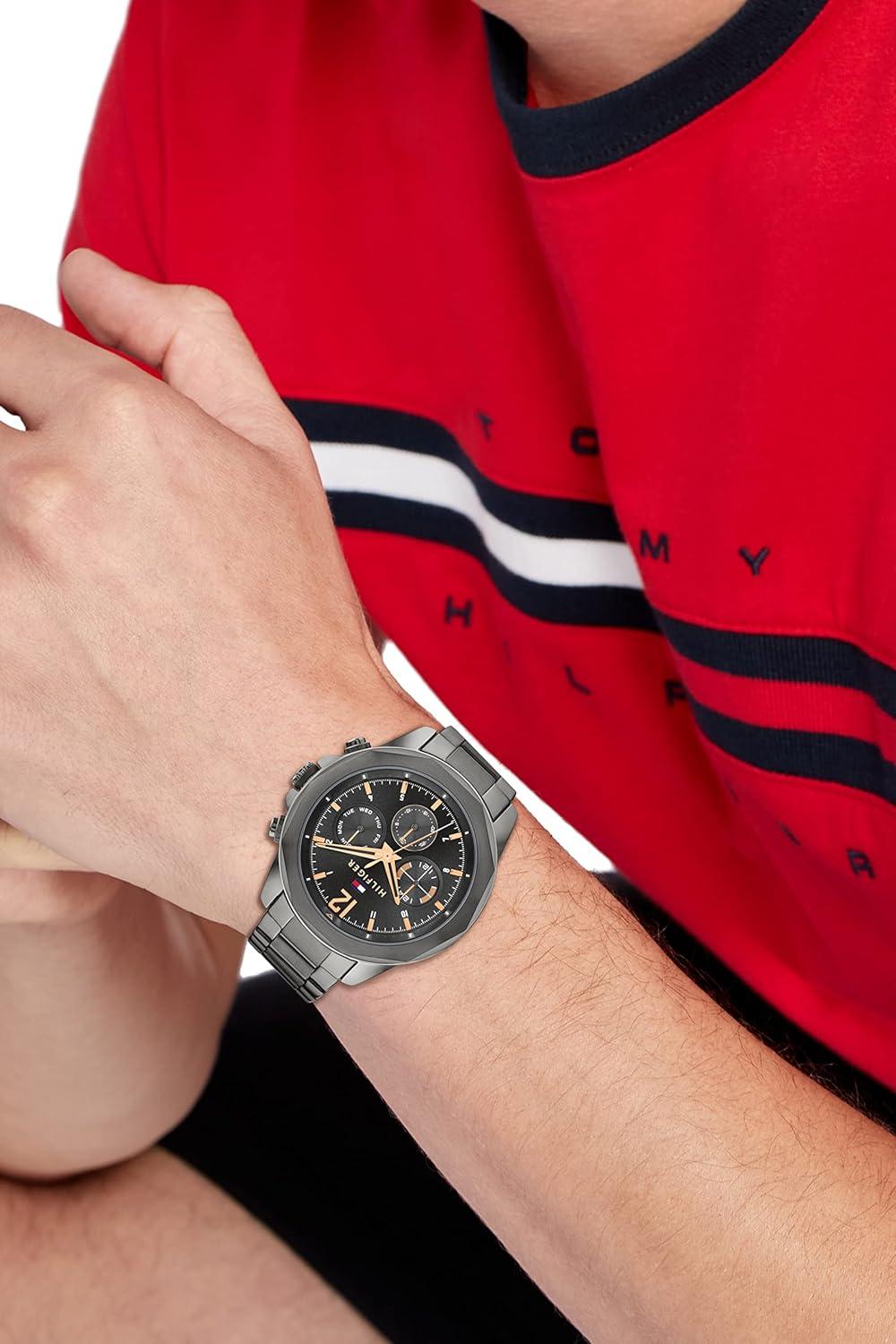 imageTommy Hilfiger Mens Multifunction Quartz Watch Stainless Steel Case 5 ATM Water Resistant Urban Style Timepiece Gift for HimGrey