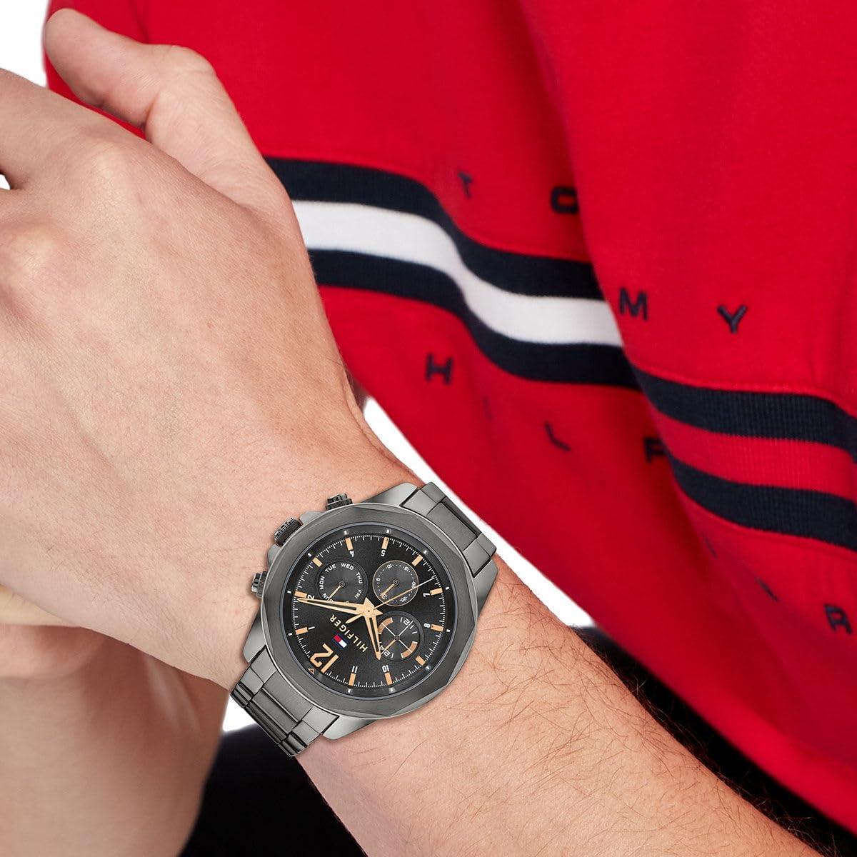 imageTommy Hilfiger Mens Multifunction Quartz Watch Stainless Steel Case 5 ATM Water Resistant Urban Style Timepiece Gift for HimGrey