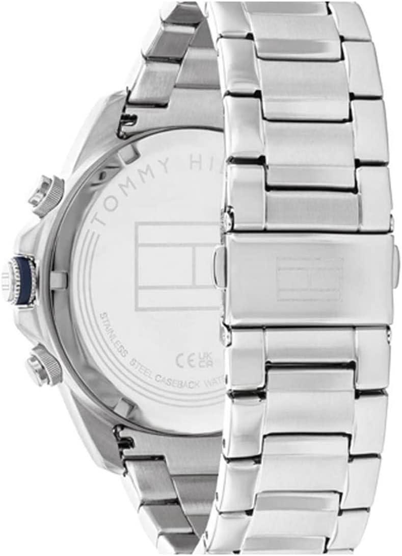 imageTommy Hilfiger Mens Multifunction Quartz Watch Stainless Steel Case 5 ATM Water Resistant Urban Style Timepiece Gift for HimSilverBlue