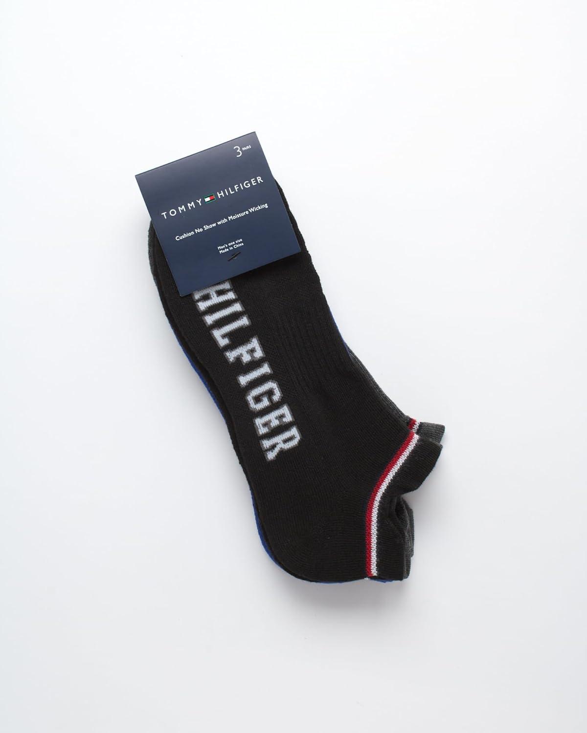 imageTommy Hilfiger Mens No Show Socks 3 Pack Soft Cotton Blend Ankle Socks for Men Ultra Low Cut Liners for Loafers SneakersBlack Assorted Tab
