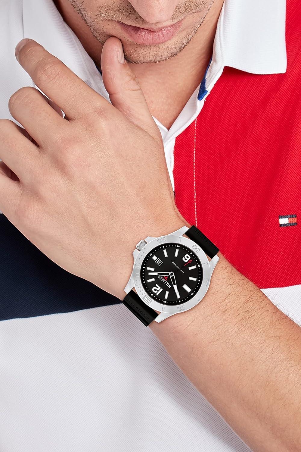 imageTommy Hilfiger Mens Preppy Stainless Steel Quartz Watches Effortlessly StylishBlack