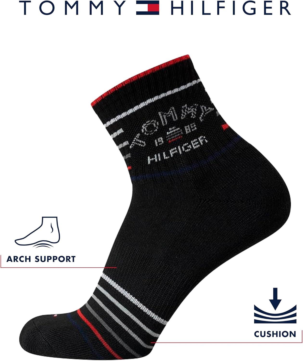 imageTommy Hilfiger Mens Quarter Socks 12 Pack Athletic Performance Cushioned Quarter Length Ankle Socks for Men for RunningGrey Multi