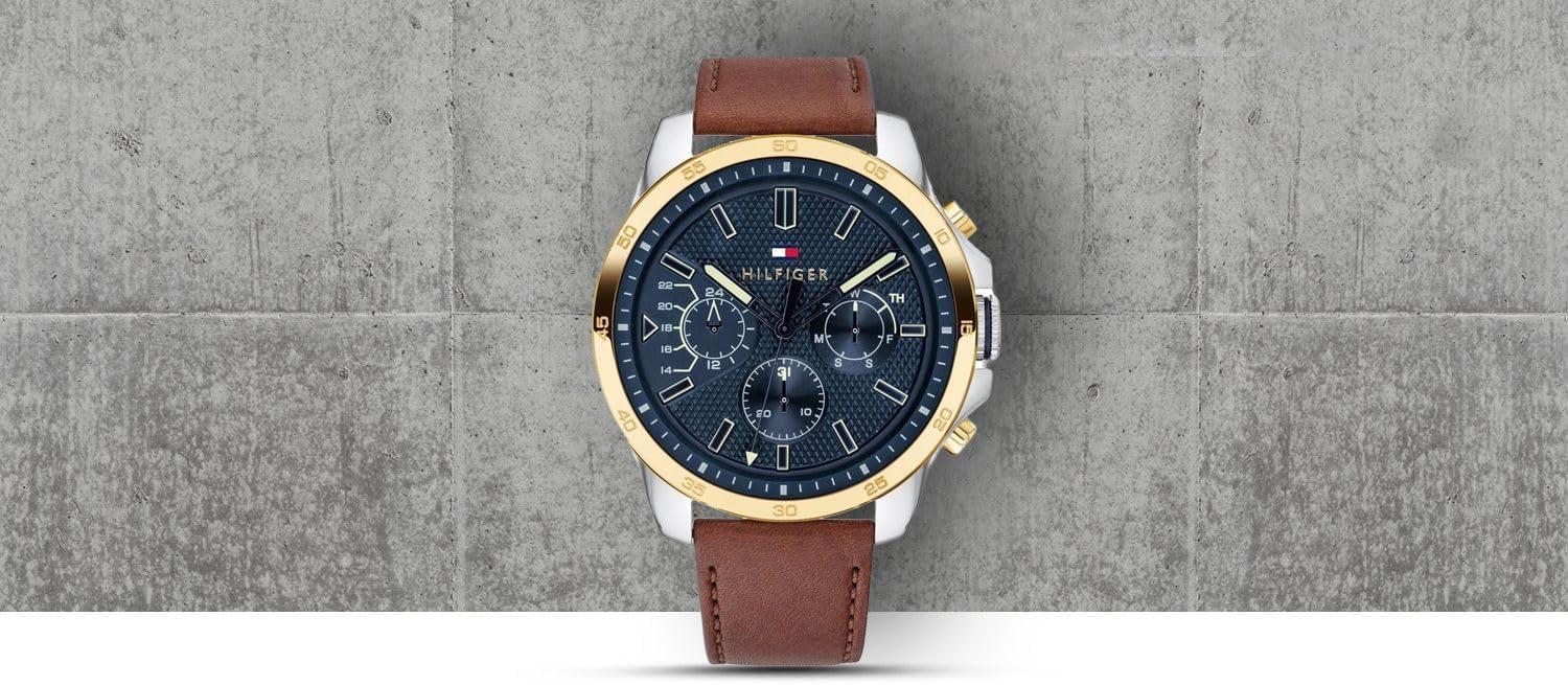 imageTommy Hilfiger Mens Quartz Stainless Steel and Leather Strap Casual Watch Color Brown Model 1791561