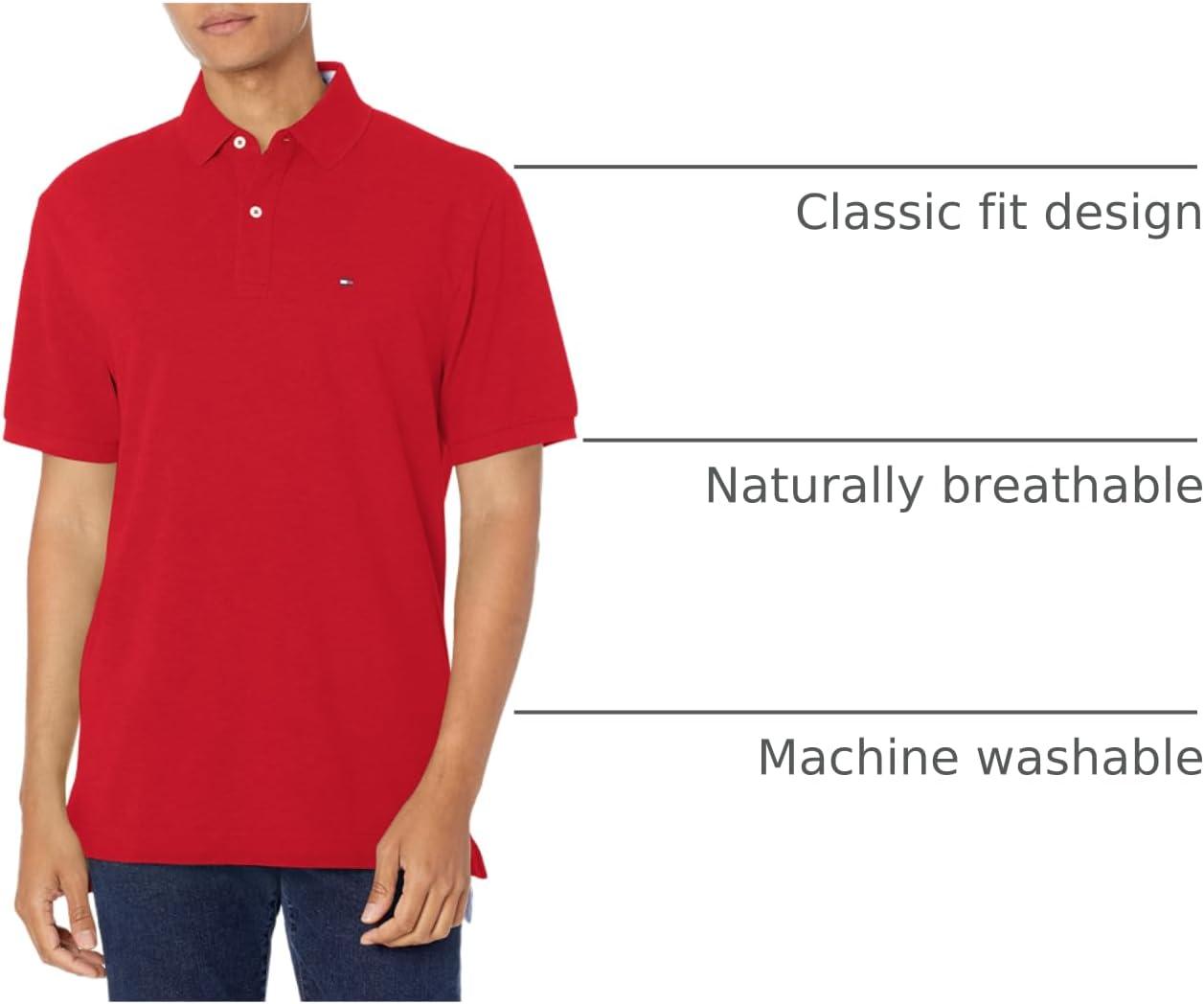 imageTommy Hilfiger Mens Short Sleeve Cotton Classic Fit Pique Polo Shirt Big ampamp TallRegal Red