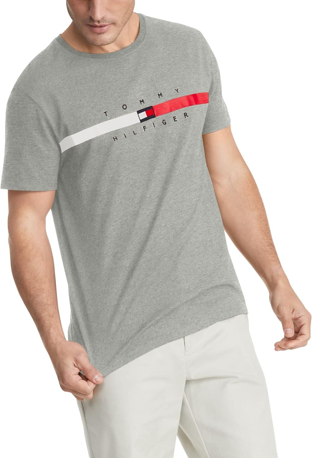 imageTommy Hilfiger Mens Short Sleeve Tino TShirtHeather Grey