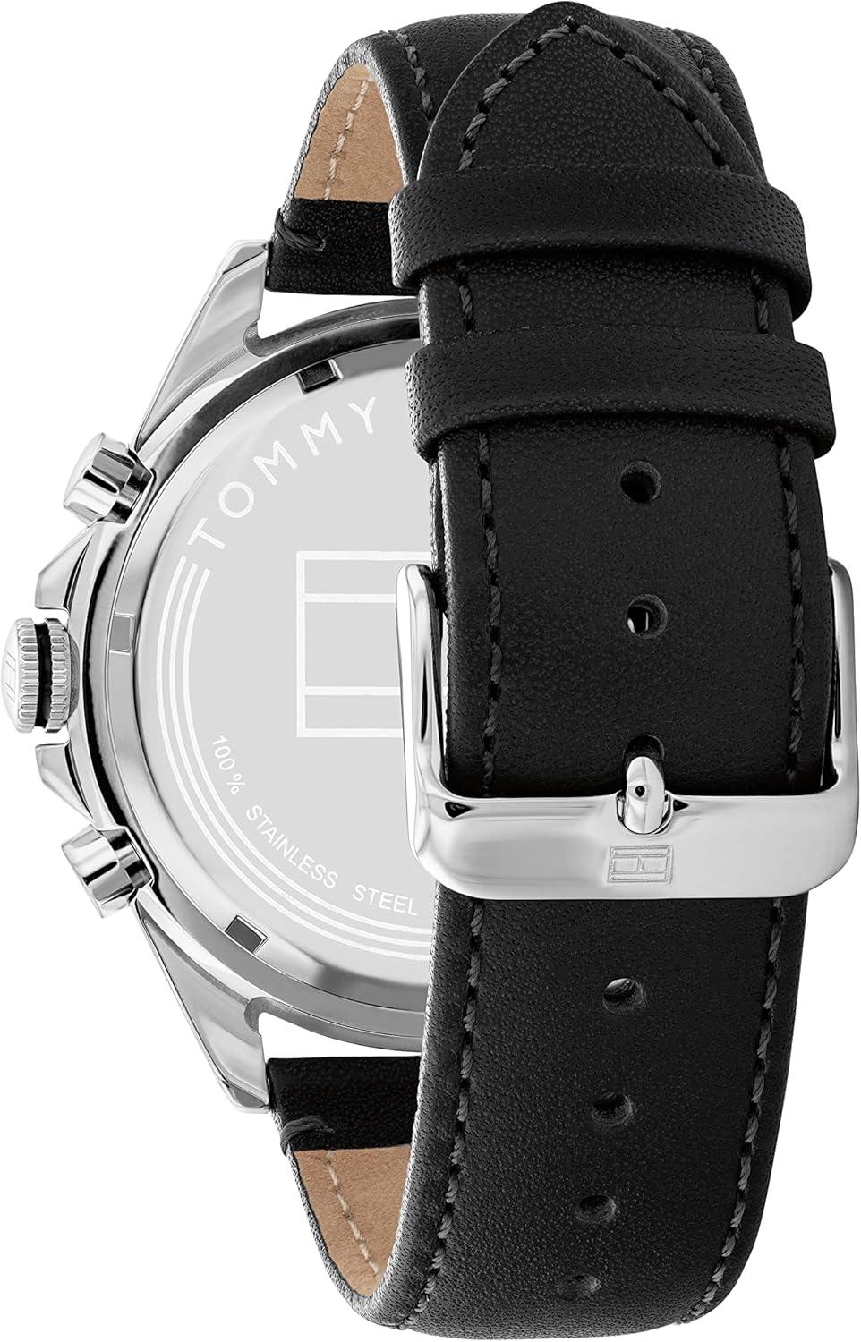 imageTommy Hilfiger Mens Stainless Steel Quartz WatchesBlack Leather