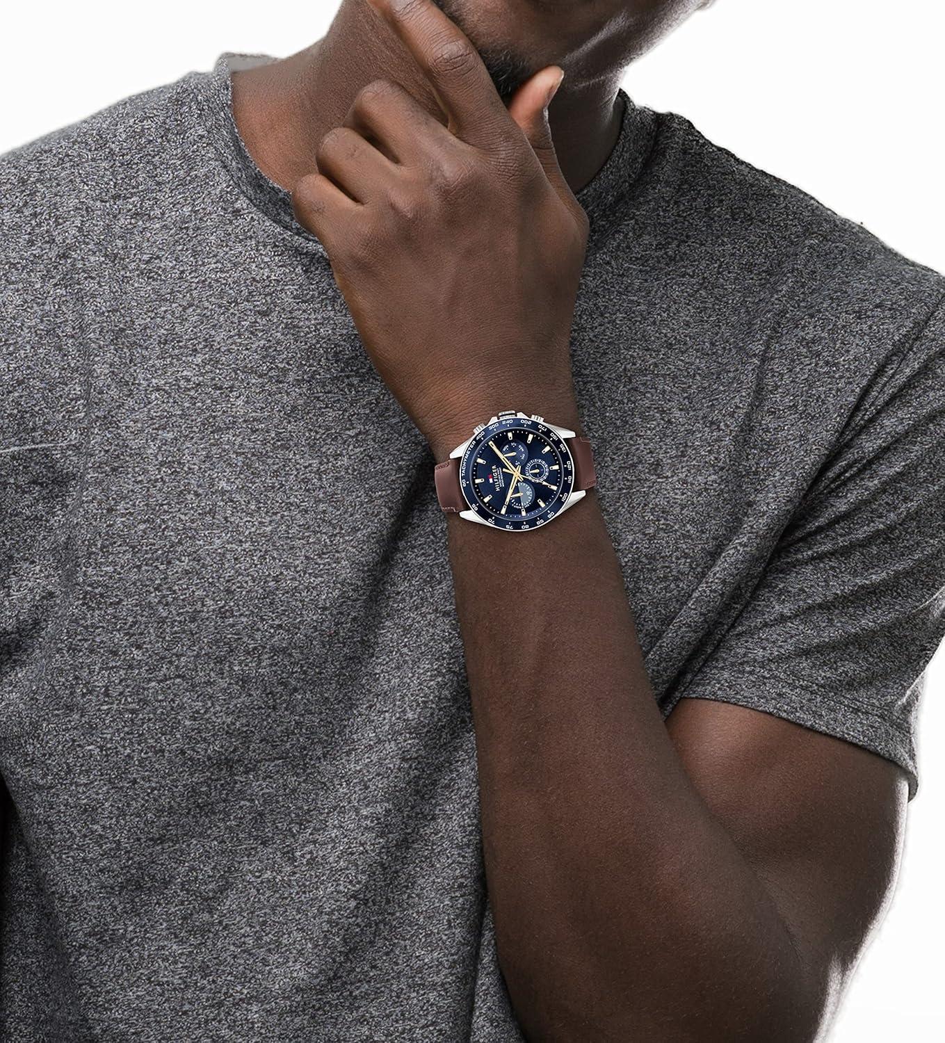 imageTommy Hilfiger Mens Stainless Steel Quartz WatchesBlue Brown
