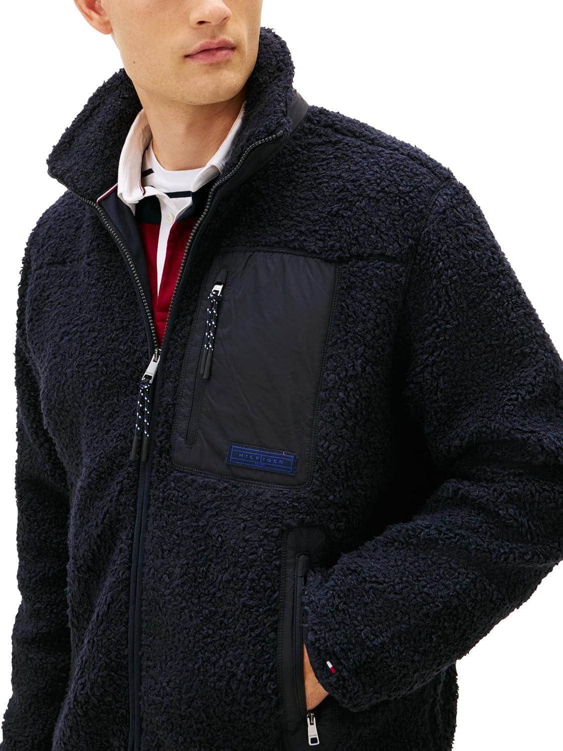 imageTommy Hilfiger Mens Teddy Fleece Full Zip Up with PocketsDesert Sky