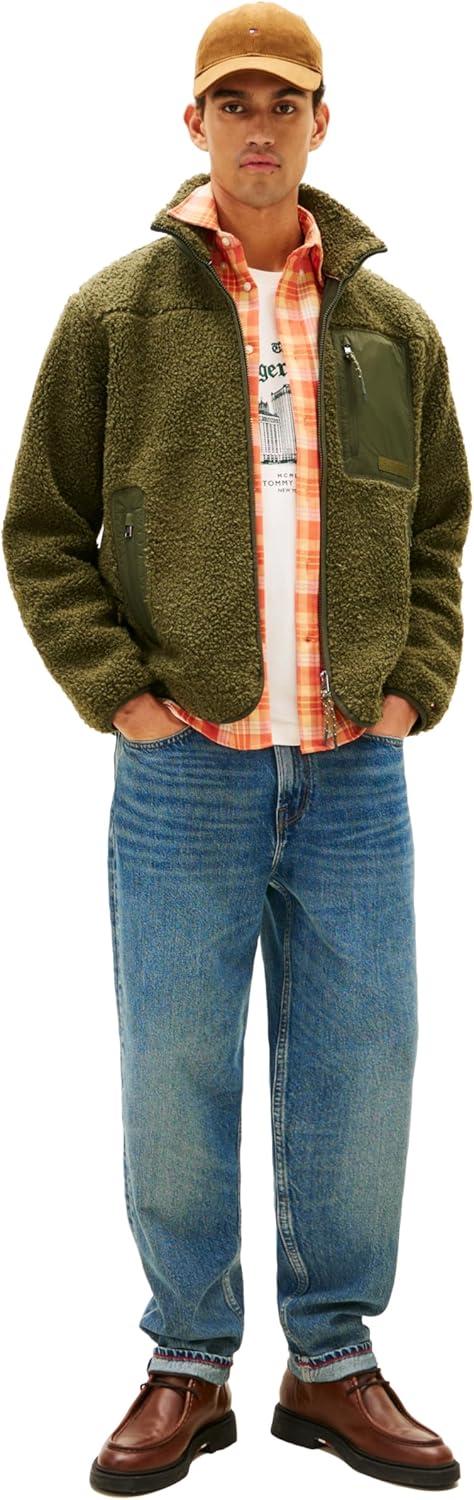 imageTommy Hilfiger Mens Teddy Fleece Full Zip Up with PocketsHuntsman Green