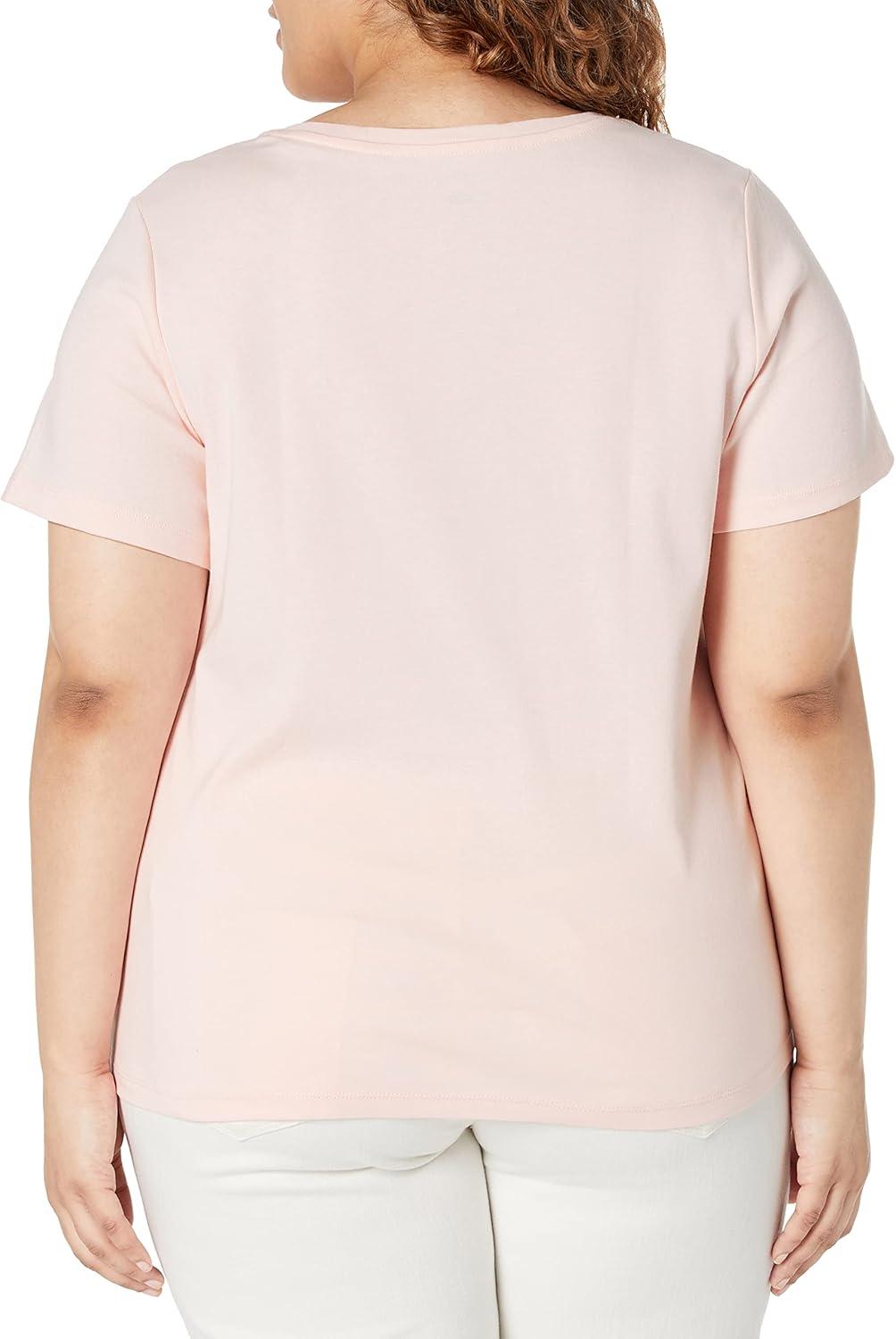 imageTommy Hilfiger Plus Size Short Sleeve Solid VNeck TeeBal Pnk