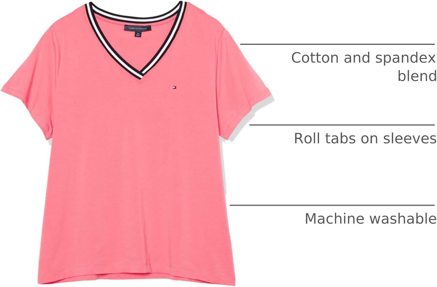 imageTommy Hilfiger Plus Size Short Sleeve Solid VNeck TeeBubblegum