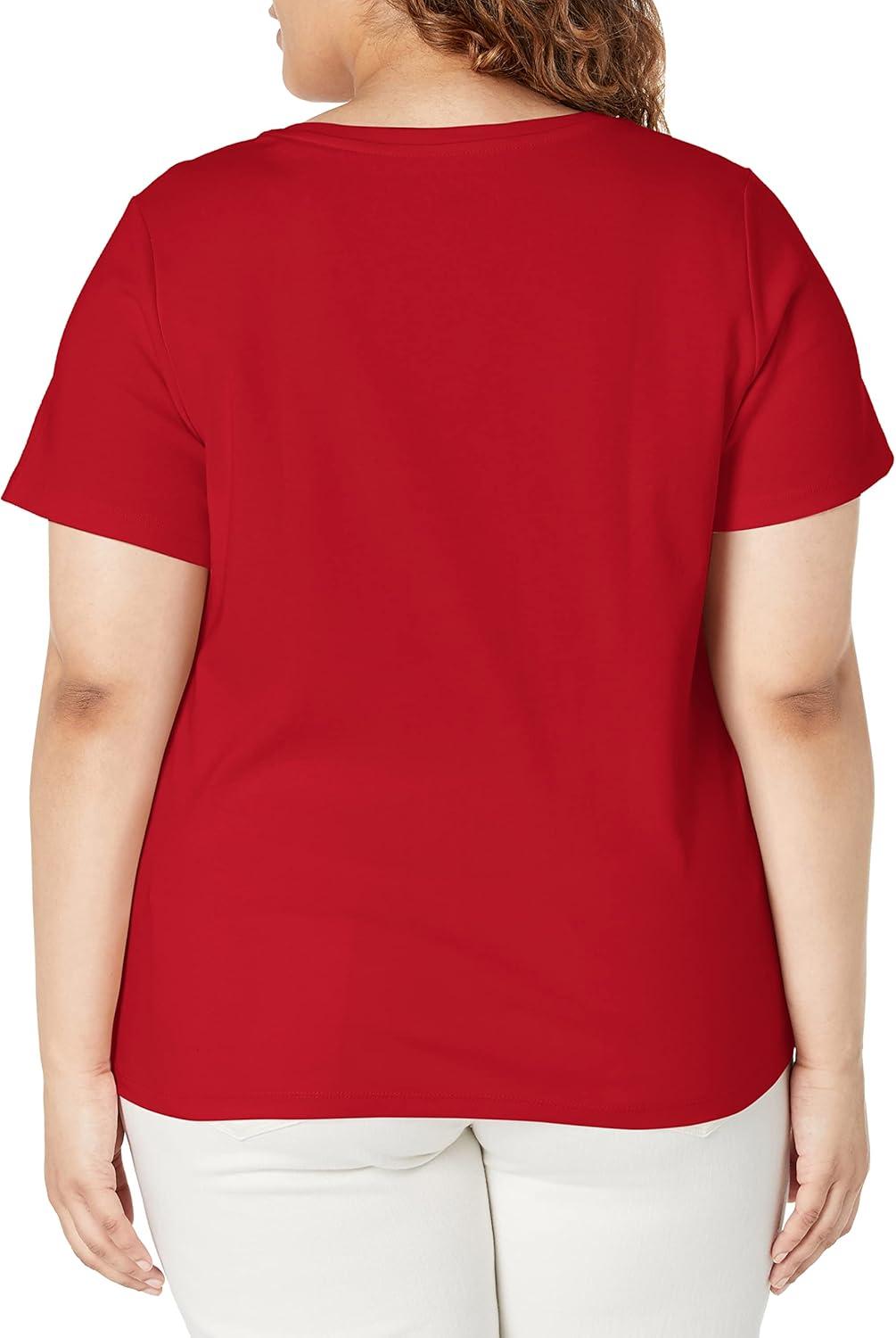 imageTommy Hilfiger Plus Size Short Sleeve Solid VNeck TeeScarlet