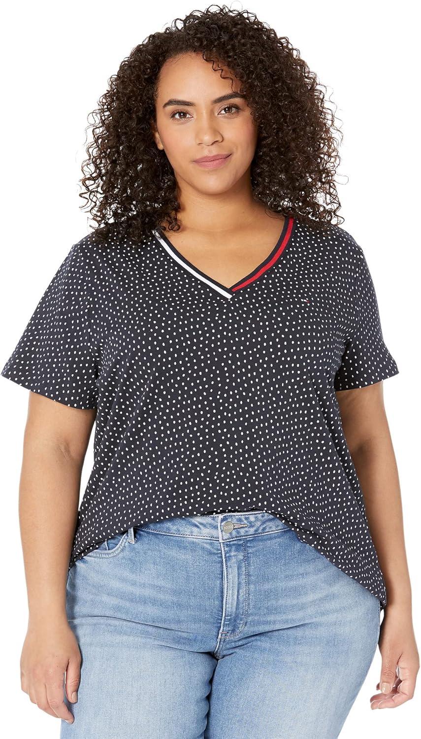 imageTommy Hilfiger Plus Size Short Sleeve Solid VNeck TeeSky Captain