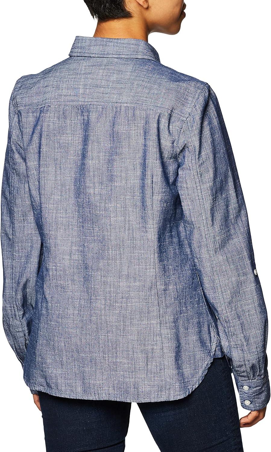 imageTommy Hilfiger Womens Button Down Long Sleeve Collared Shirt with Chest PocketChambray