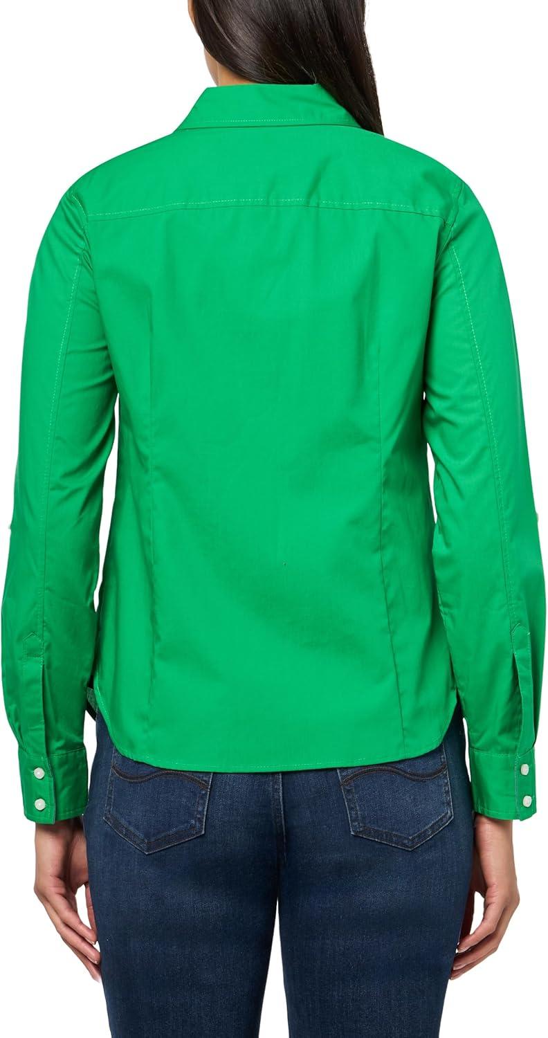 imageTommy Hilfiger Womens Button Down Long Sleeve Collared Shirt with Chest PocketFern