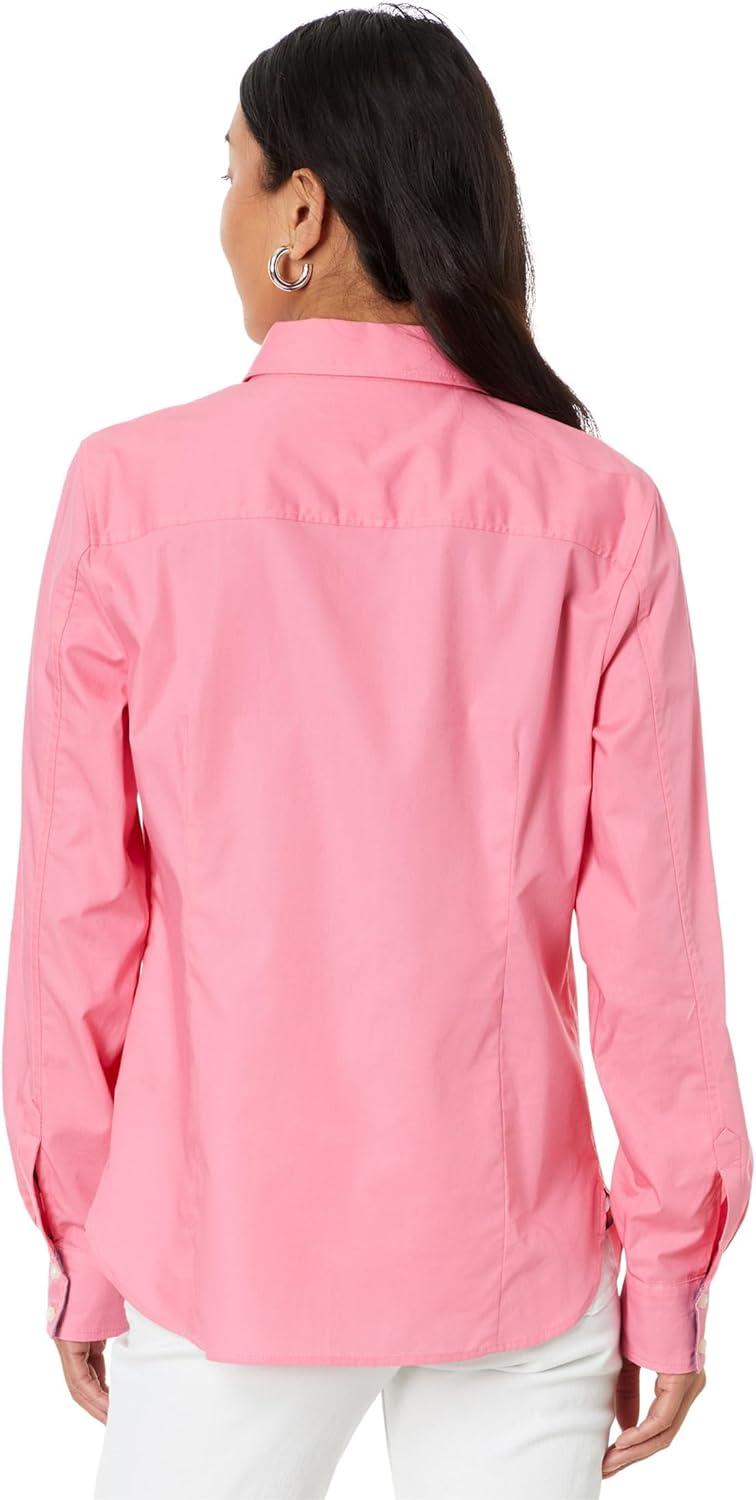 imageTommy Hilfiger Womens Button Down Long Sleeve Collared Shirt with Chest PocketPeony