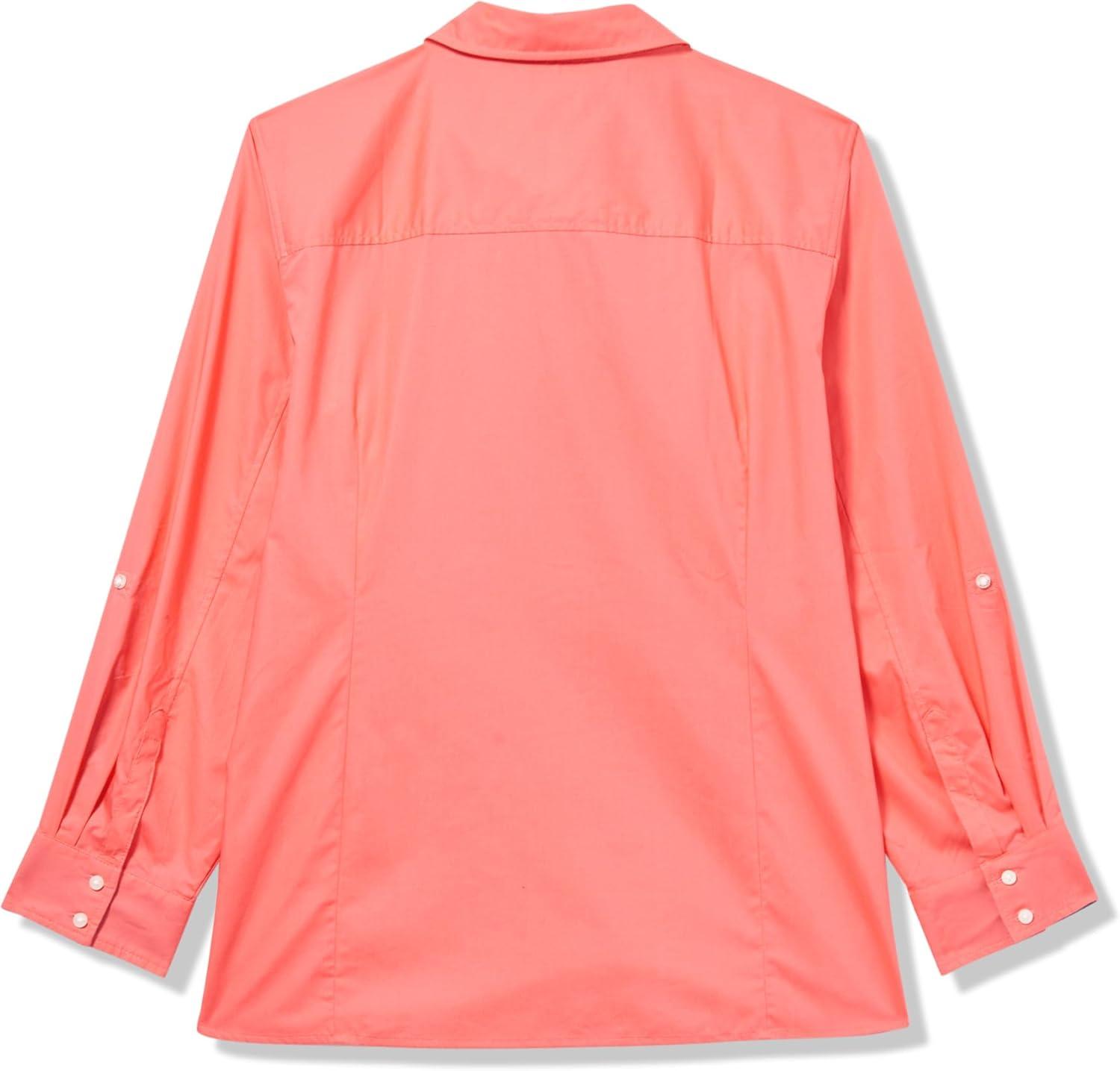 imageTommy Hilfiger Womens Button Down Long Sleeve Collared Shirt with Chest PocketSherbet