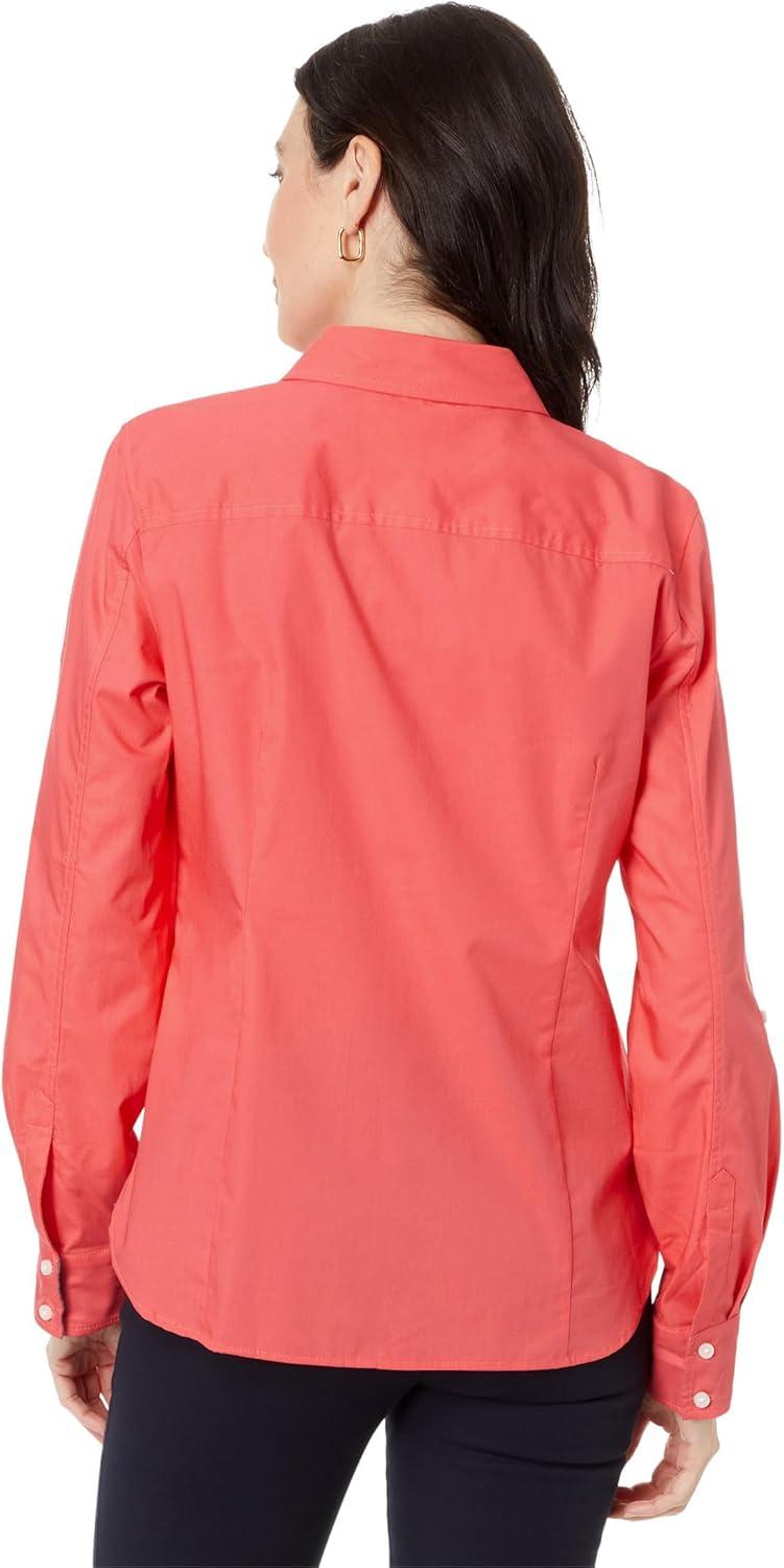 imageTommy Hilfiger Womens Button Down Long Sleeve Collared Shirt with Chest PocketSherbet