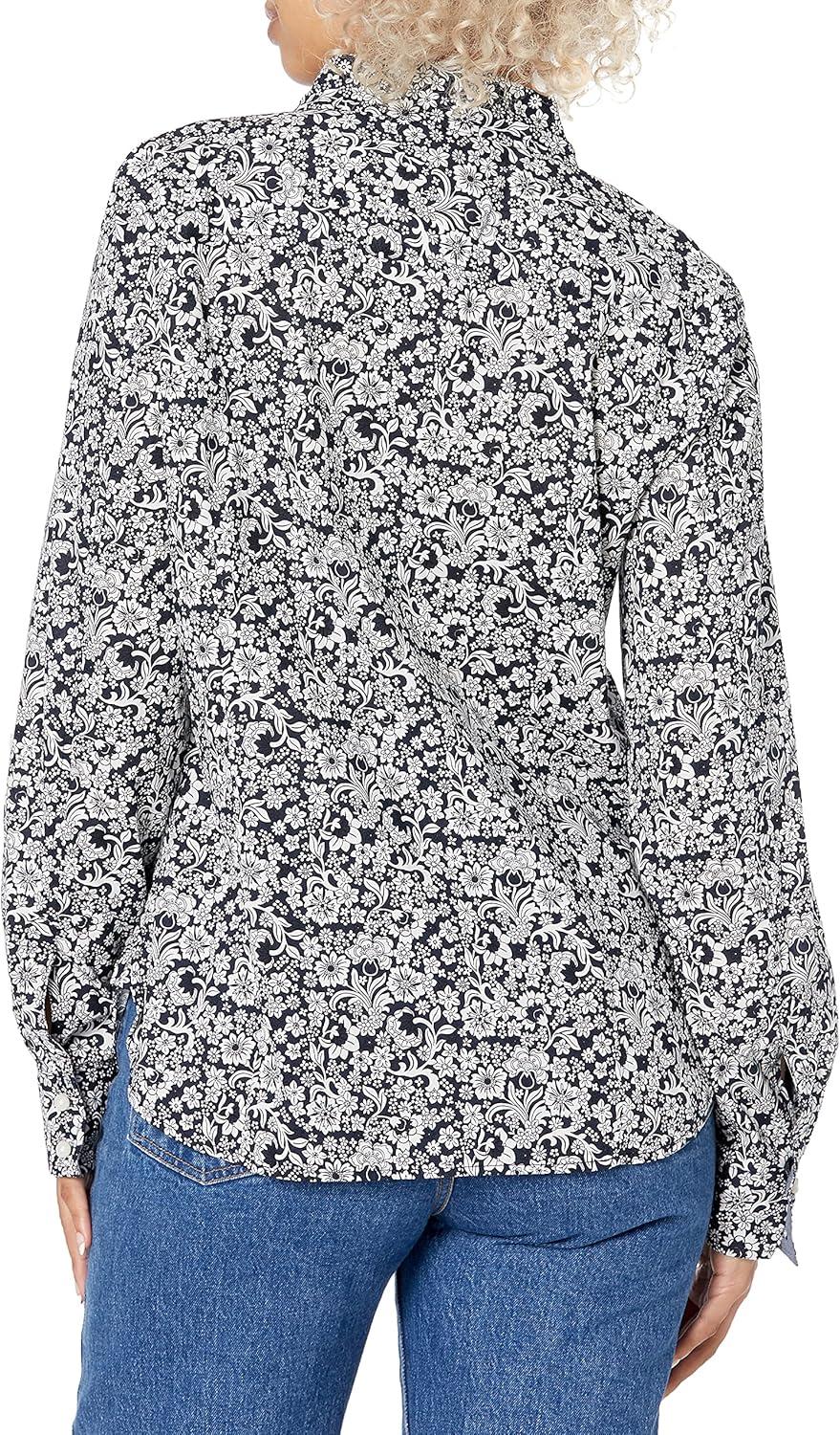 imageTommy Hilfiger Womens Button Down Long Sleeve Collared Shirt with Chest PocketSky Captain Floral