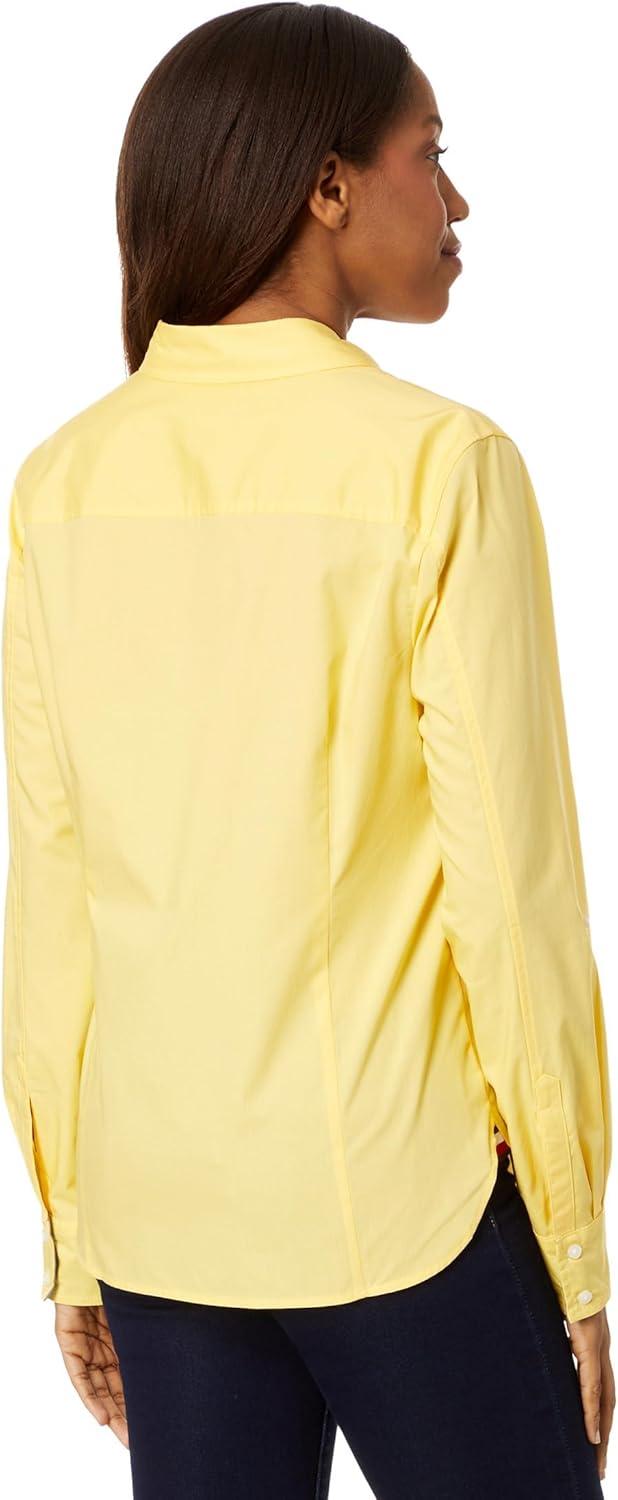 imageTommy Hilfiger Womens Button Down Long Sleeve Collared Shirt with Chest PocketSnapdragon