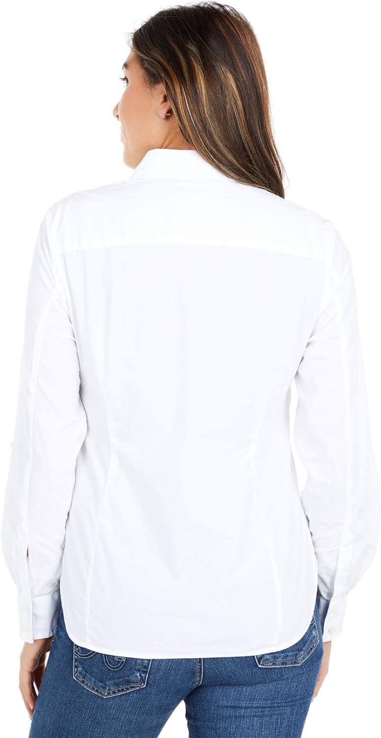 imageTommy Hilfiger Womens Button Down Long Sleeve Collared Shirt with Chest PocketWhite