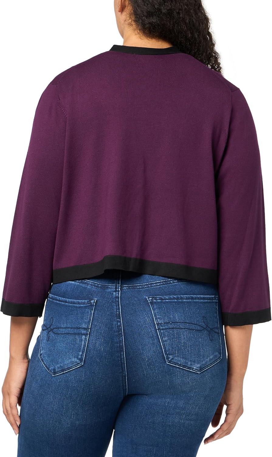 imageTommy Hilfiger Womens Button Sleeve ShrugAubergineBlack
