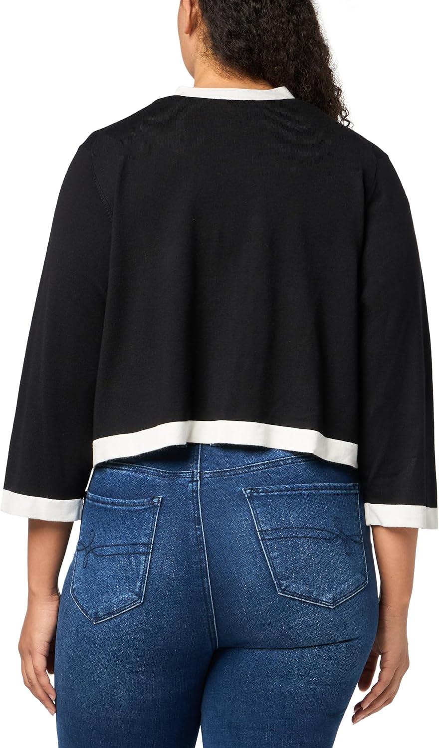 imageTommy Hilfiger Womens Button Sleeve ShrugBlackIvory