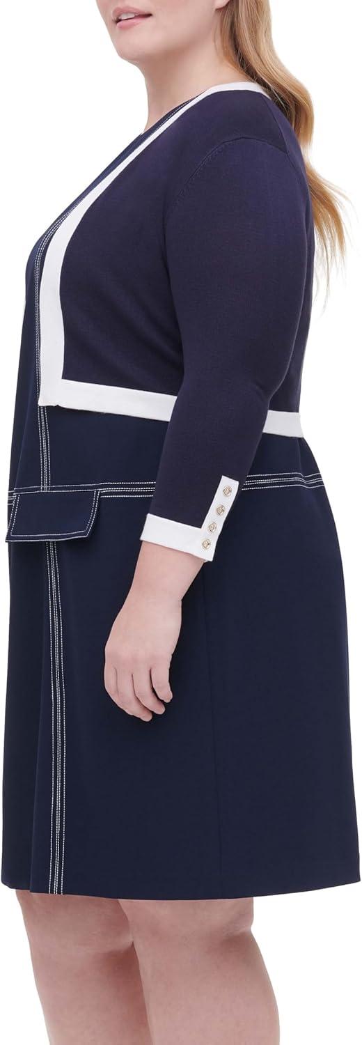 imageTommy Hilfiger Womens Button Sleeve ShrugSky CaptainIvory