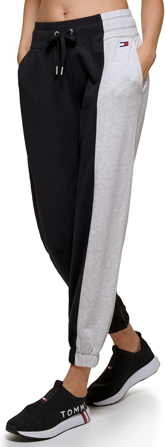 imageTommy Hilfiger Womens Full Leg Logo Fleece Jogger SweatpantsBlack