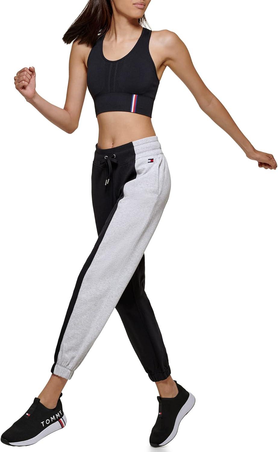 imageTommy Hilfiger Womens Full Leg Logo Fleece Jogger SweatpantsBlack