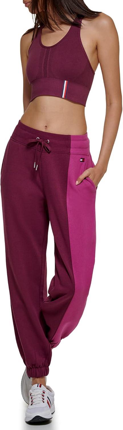 imageTommy Hilfiger Womens Full Leg Logo Fleece Jogger SweatpantsCrushed Grape