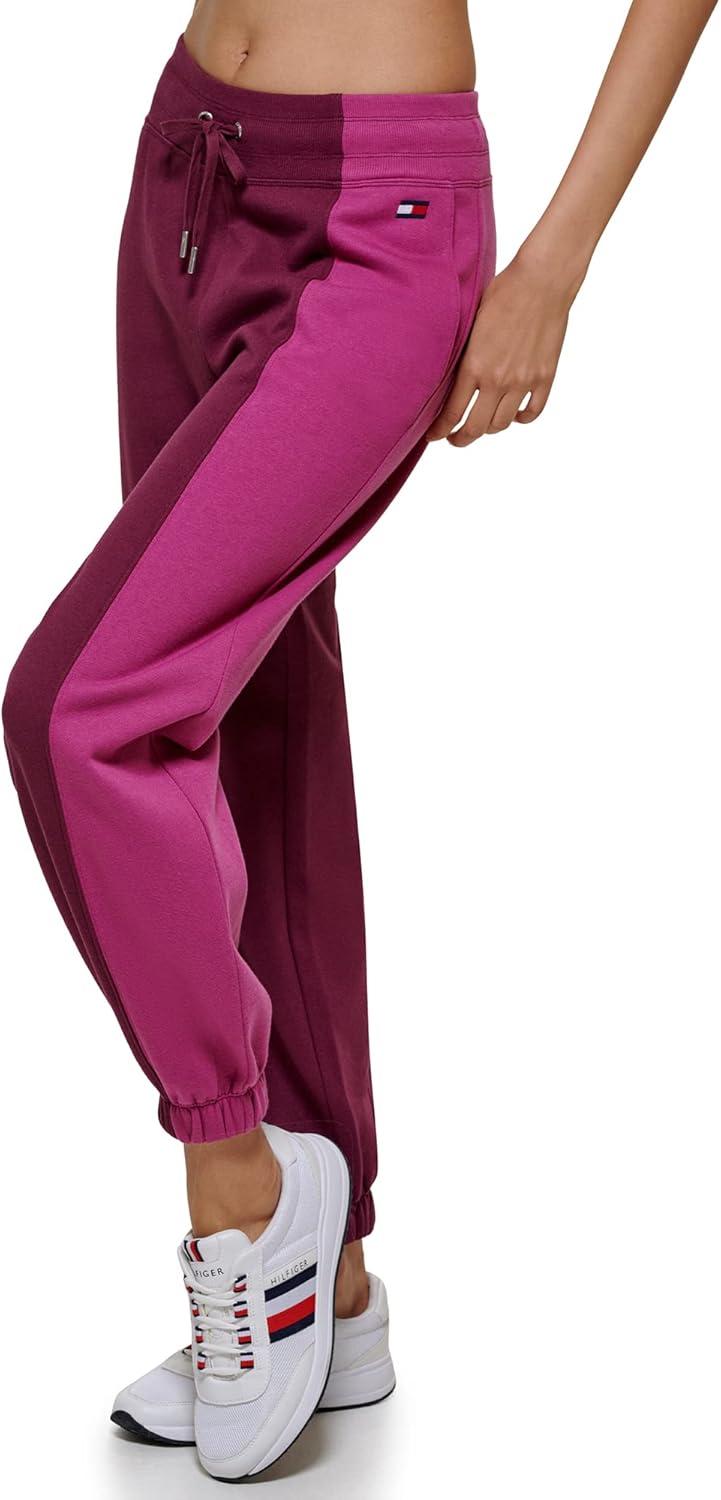 imageTommy Hilfiger Womens Full Leg Logo Fleece Jogger SweatpantsCrushed Grape