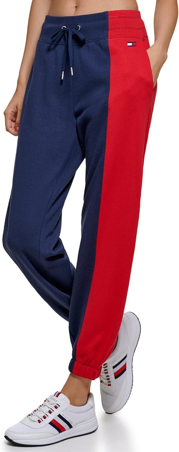 imageTommy Hilfiger Womens Full Leg Logo Fleece Jogger SweatpantsNavy
