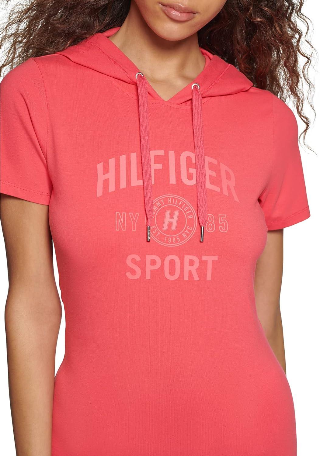imageTommy Hilfiger Womens Hooded Mini TShirt DressMelon