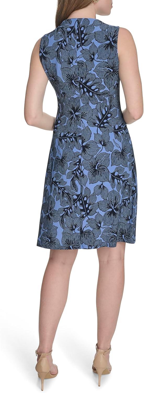 imageTommy Hilfiger Womens Lace Trim Short Sleeve Shift DressFrench BlueSky Captain