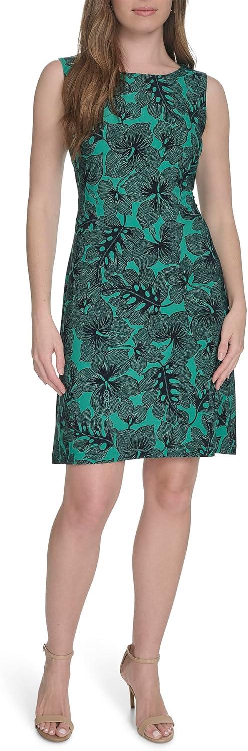 imageTommy Hilfiger Womens Lace Trim Short Sleeve Shift DressParchmentSky Captain