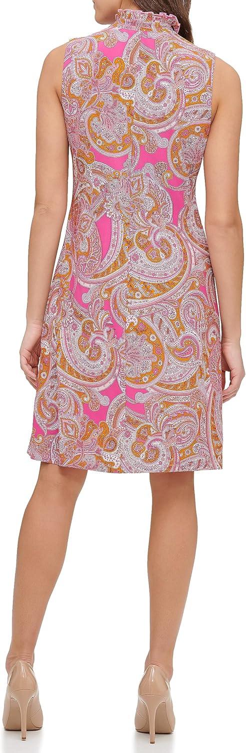 imageTommy Hilfiger Womens Lace Trim Short Sleeve Shift DressPink Multi