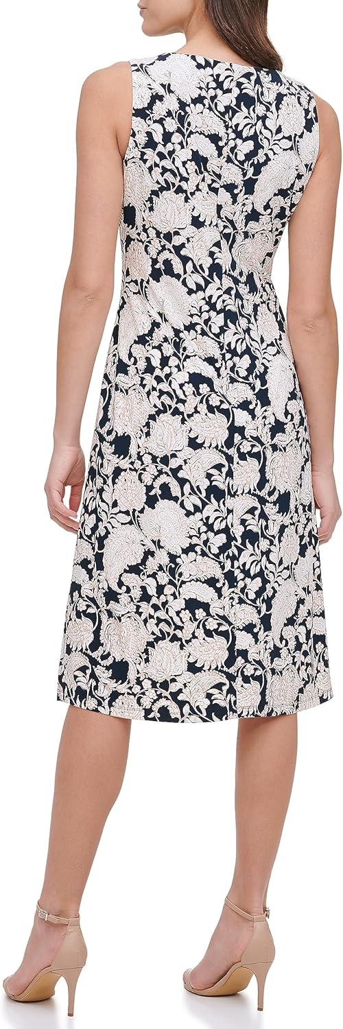 imageTommy Hilfiger Womens Lace Trim Short Sleeve Shift DressSky Captain Ivory