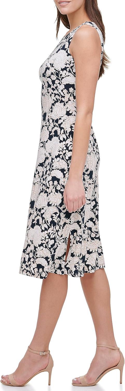 imageTommy Hilfiger Womens Lace Trim Short Sleeve Shift DressSky CaptainIvory