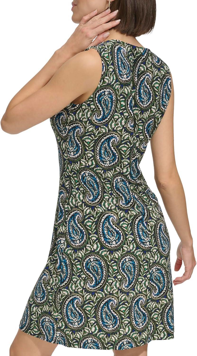 imageTommy Hilfiger Womens Lace Trim Short Sleeve Shift DressSky CaptainMykonos
