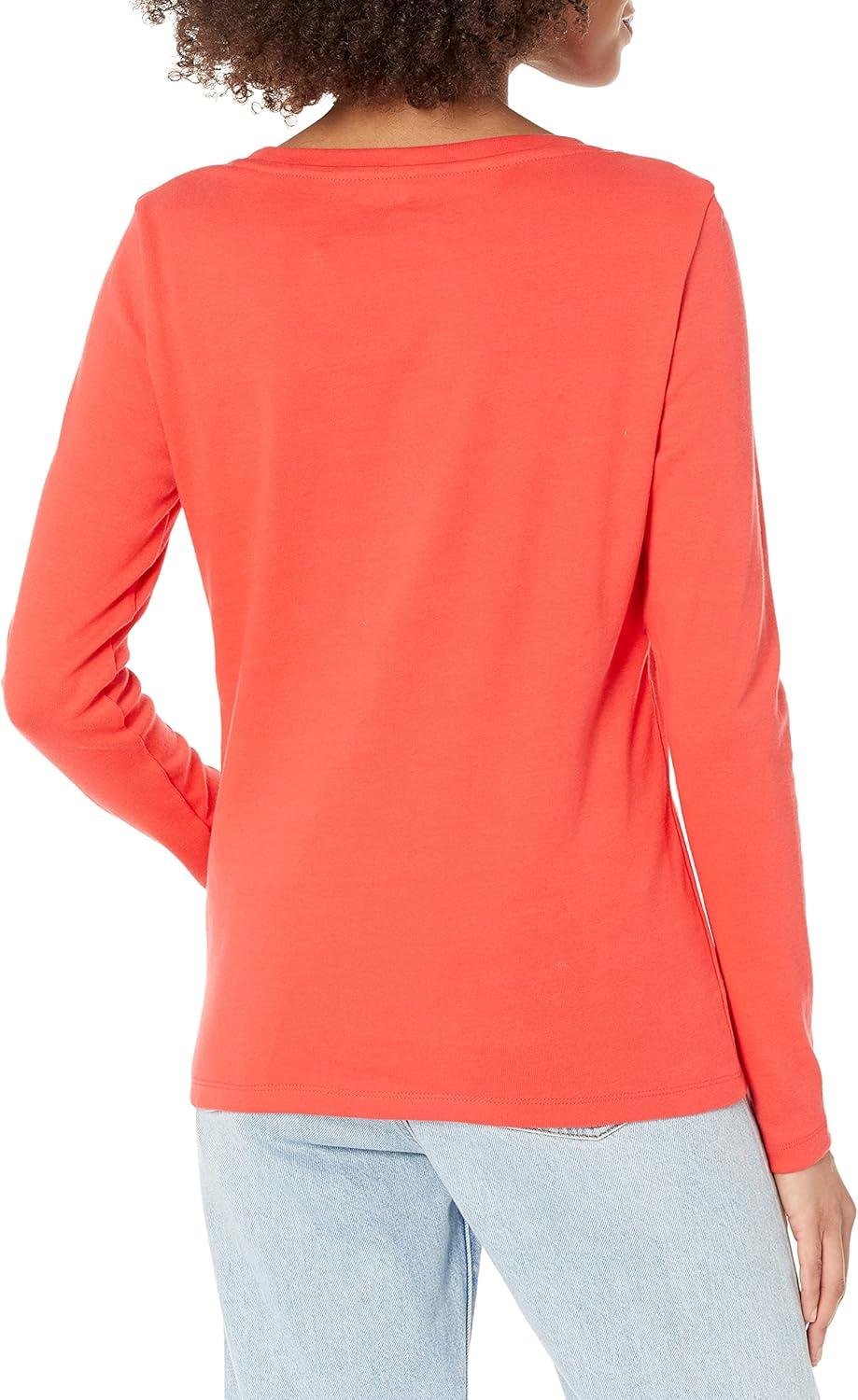 imageTommy Hilfiger Womens Solid ScoopNeck LongSleeve TopChili