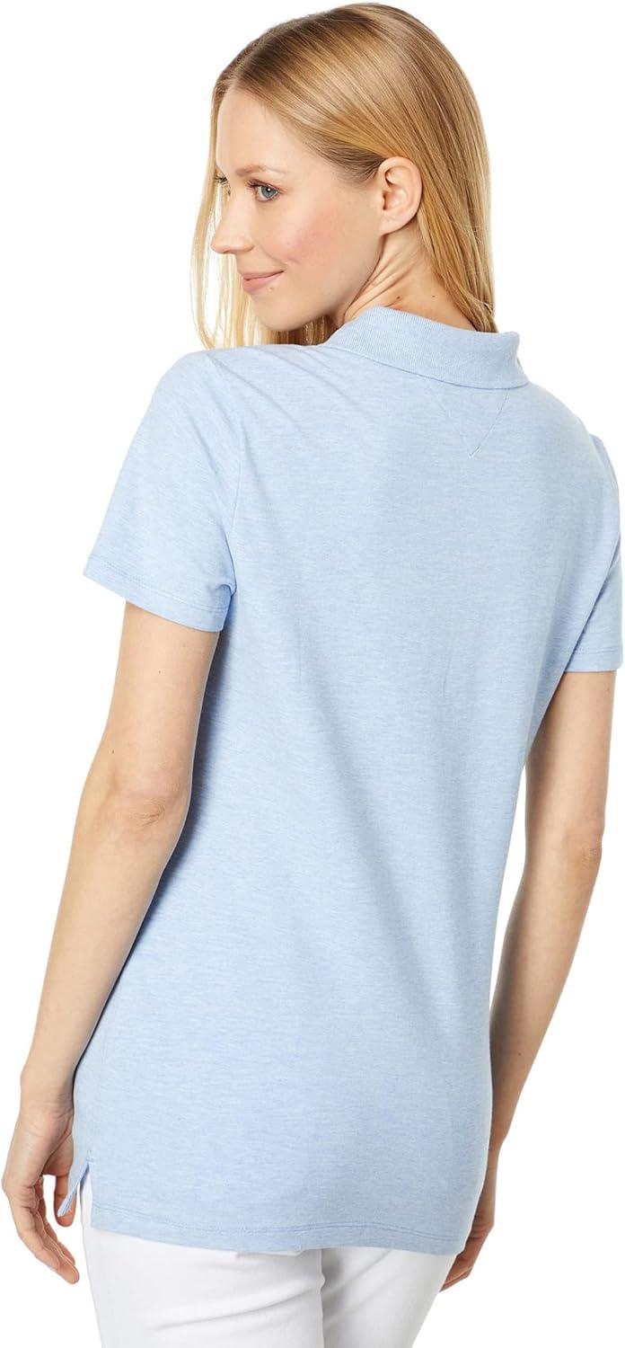 imageTommy Hilfiger Womens Solid Short Sleeve Pique Polo ShirtChambray Blue